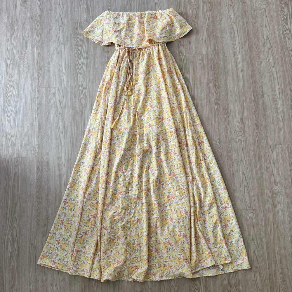 Pinkblush Yellow Floral Strapless Dress - Picture 5 of 5